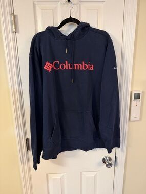 Columbia Navy Hoodie with Red Logo Pullover